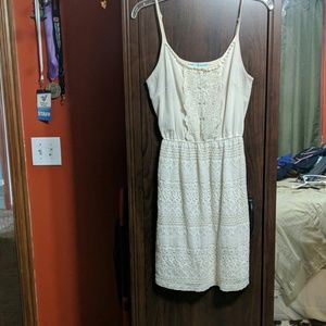 Maurice's cream summer dress with lace detail.